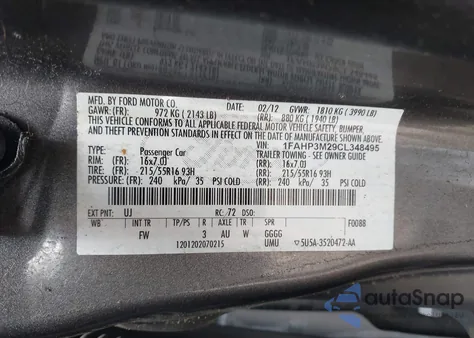 2012 Ford Focus Sel z USA, uszkodzony, nr VIN 1FAHP3M29CL348495